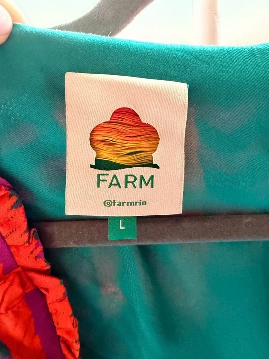 FARM Rio Multicolor V-Neck Mini Dress with Pink, Orange, Green and Purple Print - Picture 2 of 3